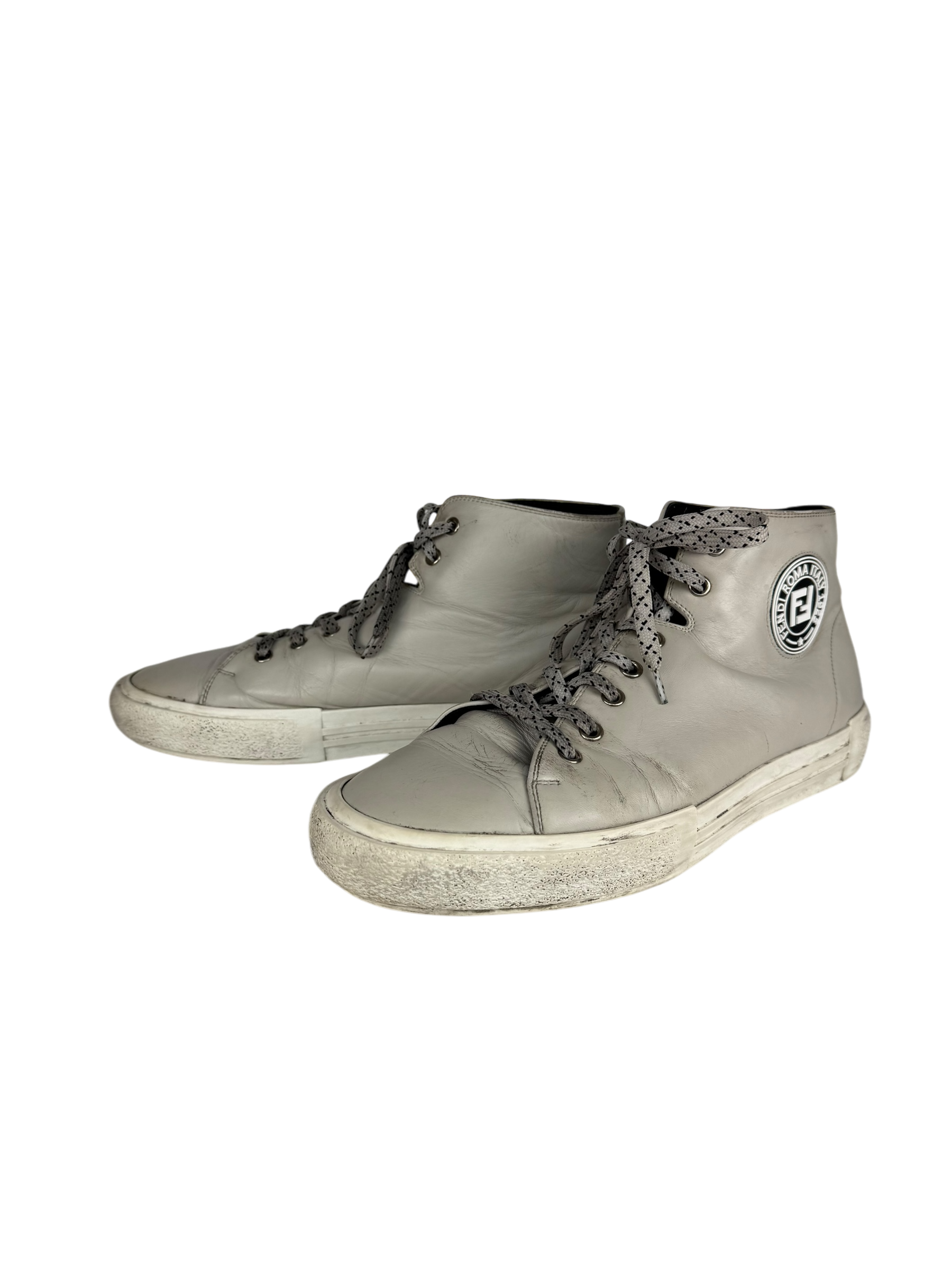 Fendi Calfskin Hi Tops in Grey (US 9)