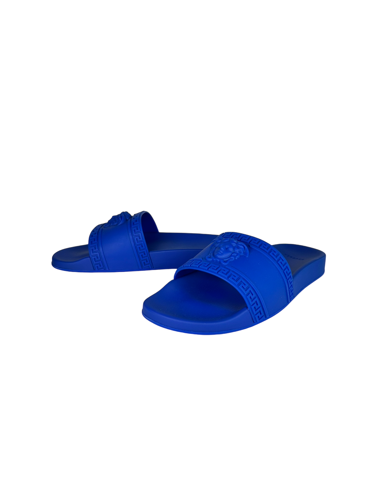 Versace Medusa Head Flat Slides in Blue