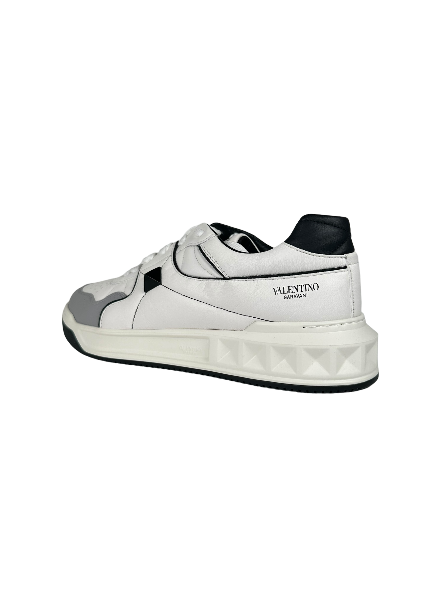 Valentino One Stud Sneakers in Black and White