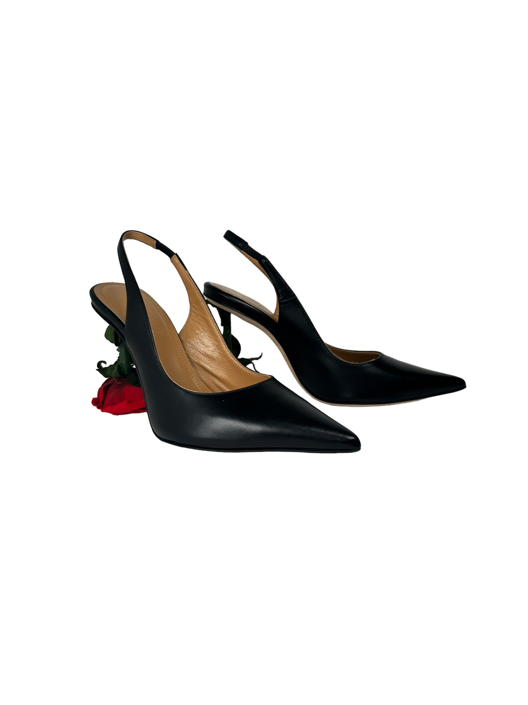 Loewe Leather Rose-Heel Slingback Pumps