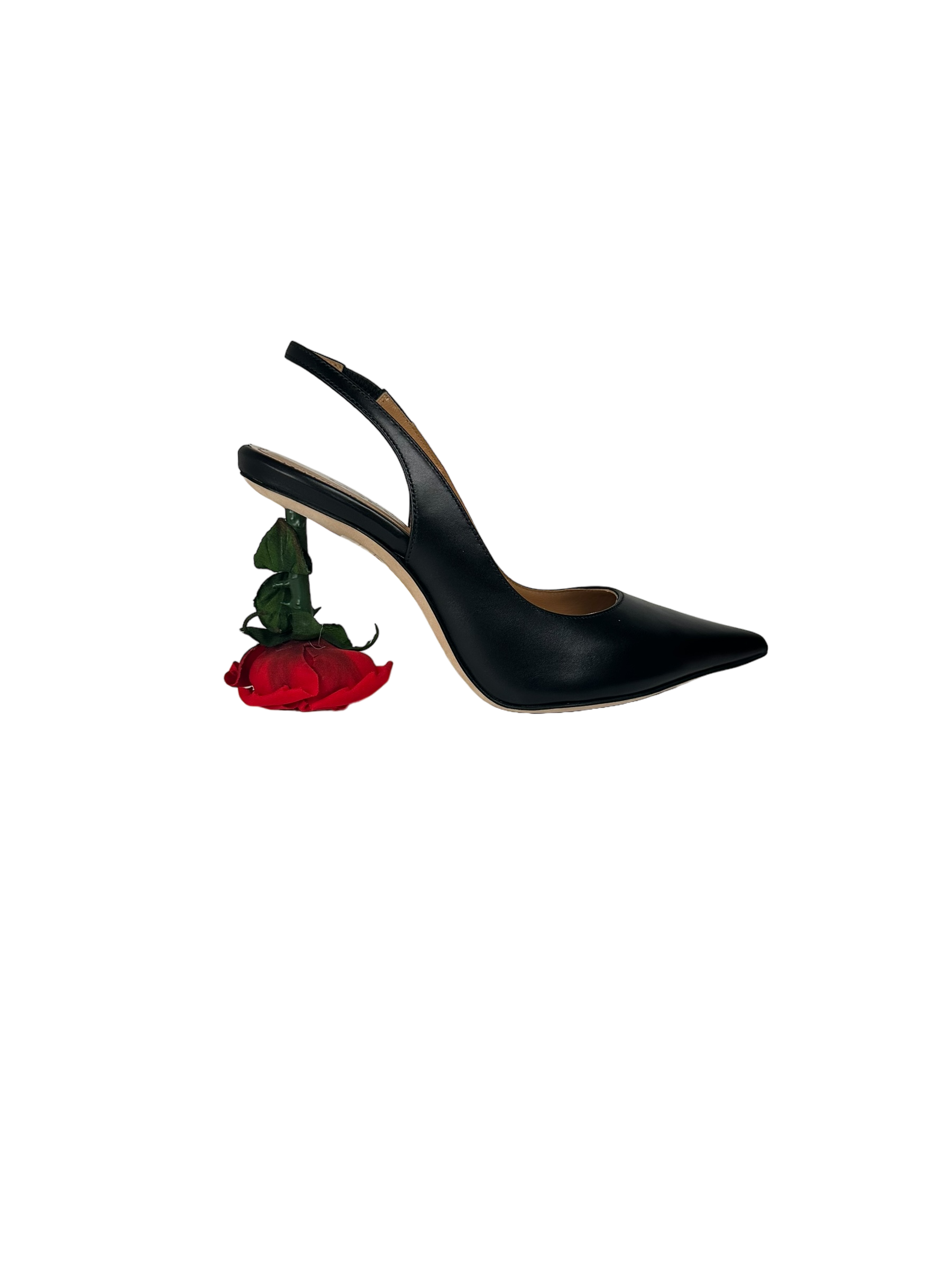 Loewe Leather Rose-Heel Slingback Pumps