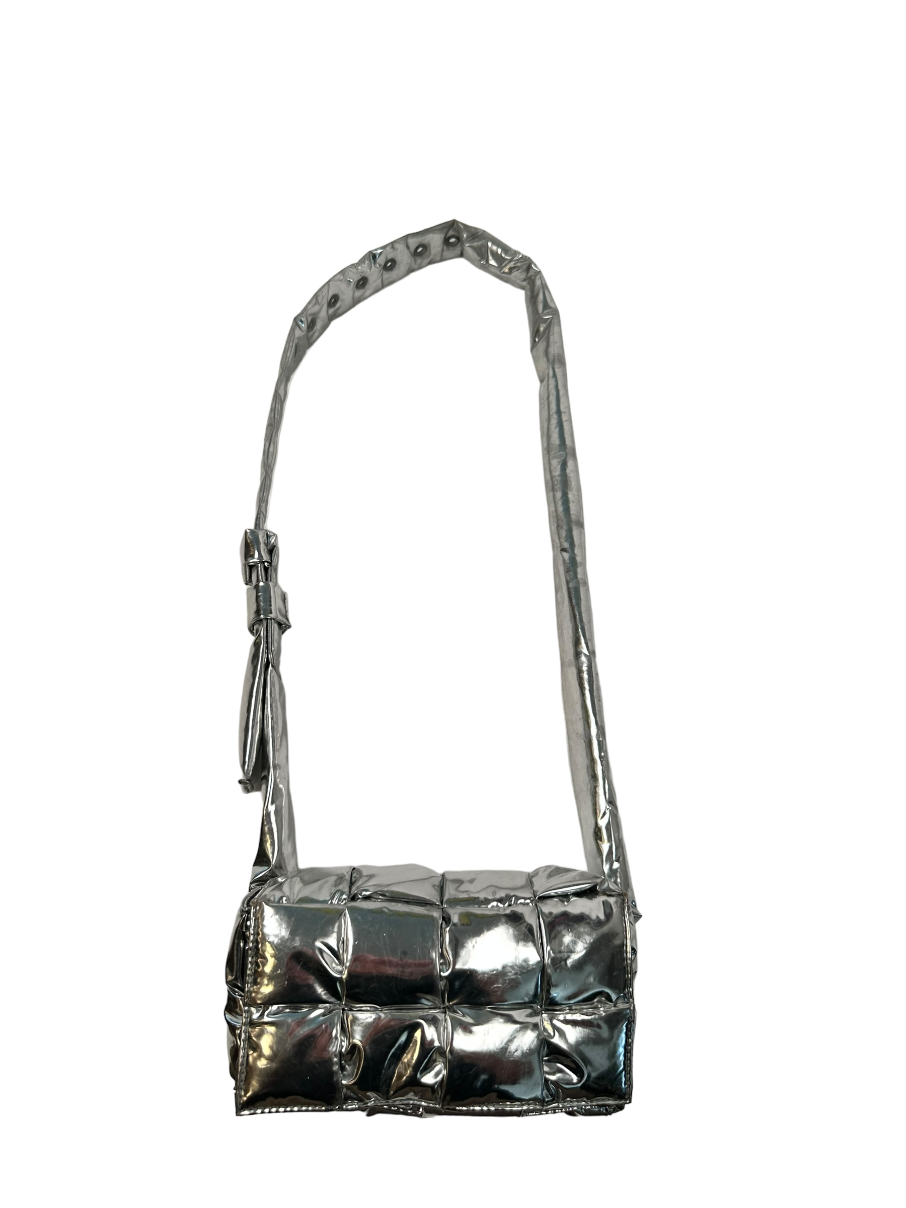 BOTTEGA VENETA PADDED CASSETTE SILVER BAG