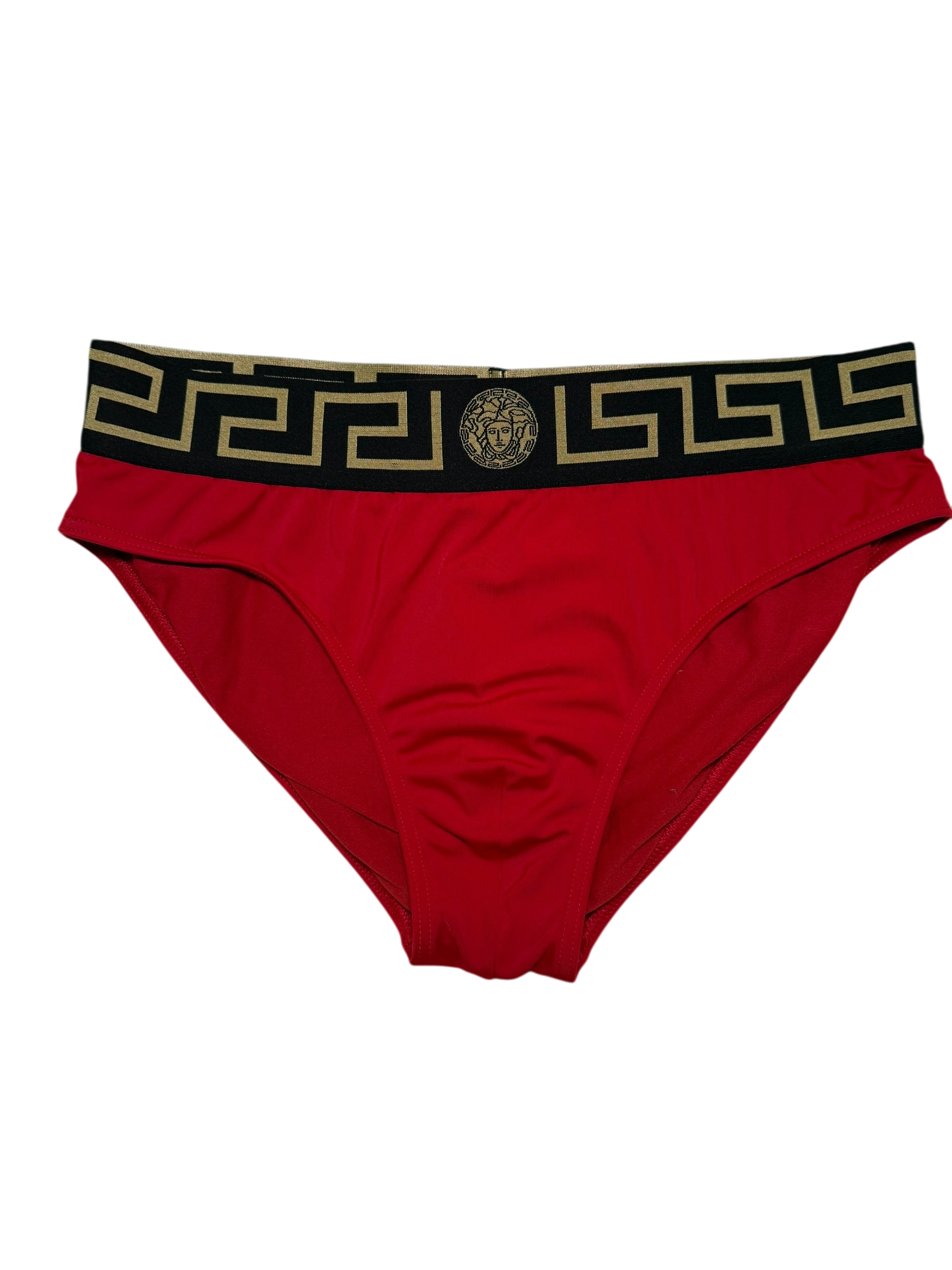 Versace Greca Border Swim Briefs in Red