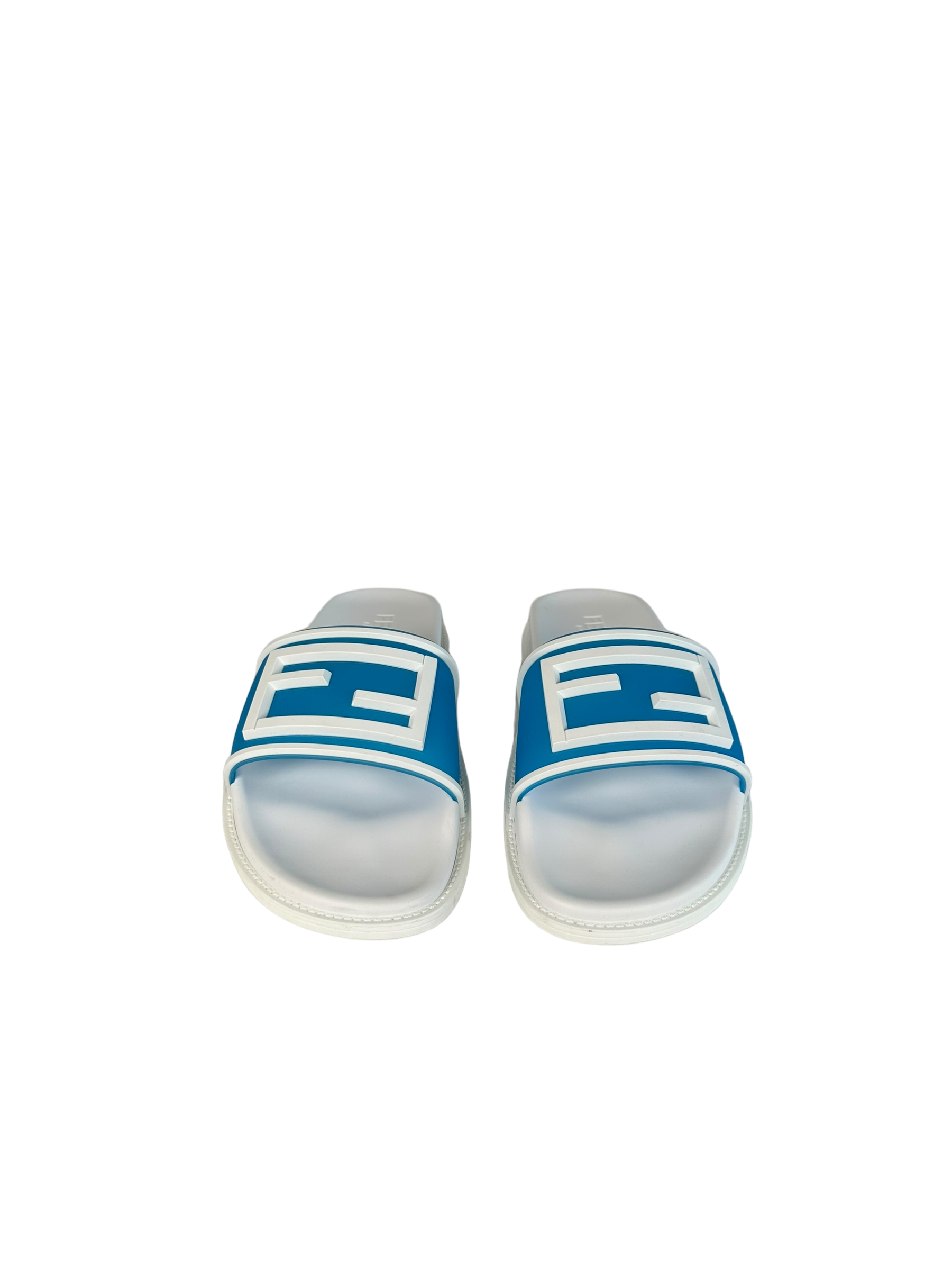 Fendi Baguette Rubber Slides in Blue