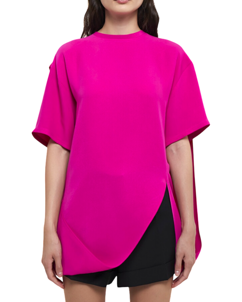Valentino Garavani Drape-Detail Asymmetric T-Shirt – Pink