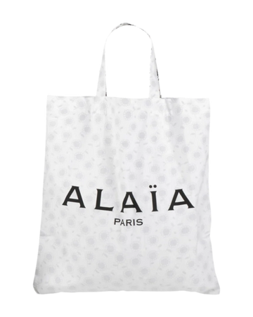 Alaïa Logo Shopper Tote, White — Cotton Canvas