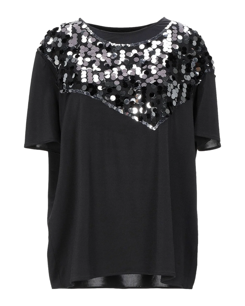 MM6 Margiela Embellished Jersey T-Shirt with Black and Silver Sequins