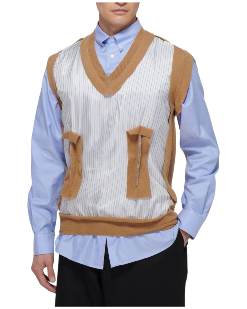 Maison Margiela Blue Spliced Oxford Shirt