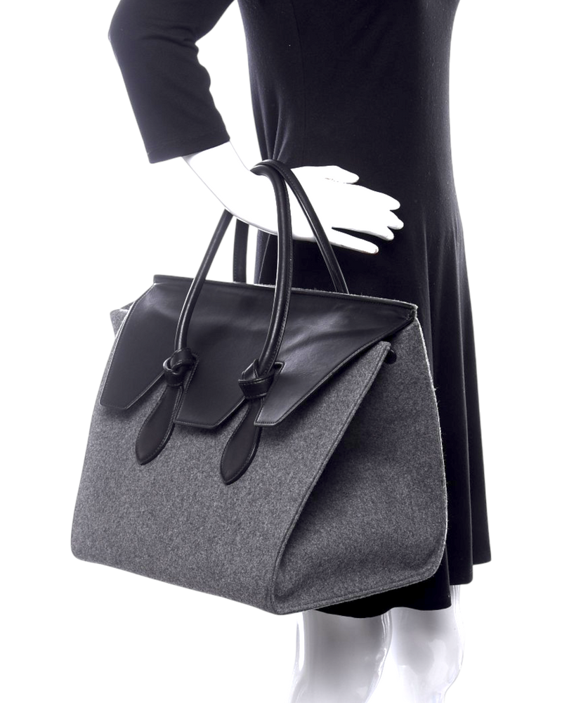 Celine Tie Bag in Felt & Calfskin Leather