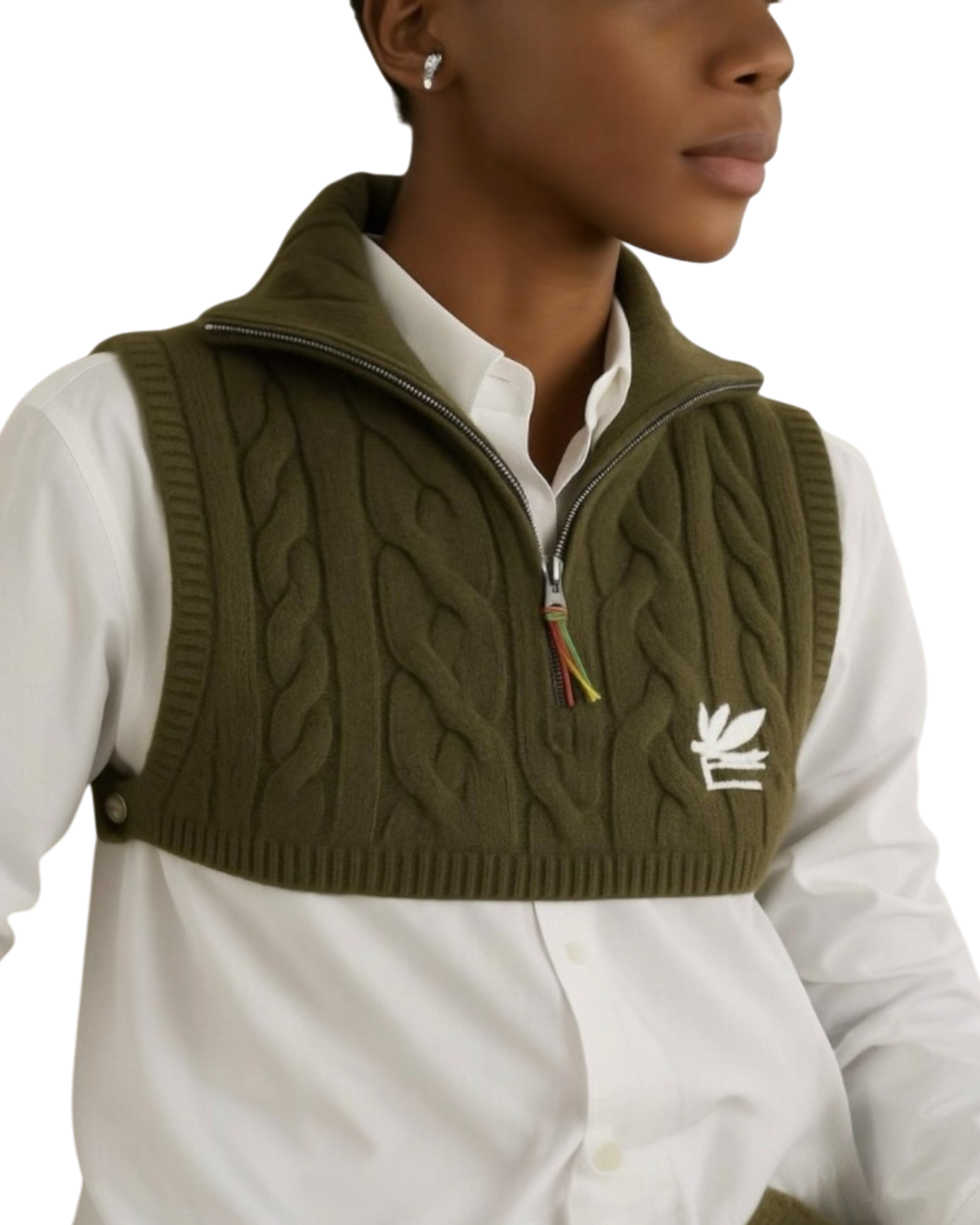 Etro Cropped Cable-knit Vest in Green