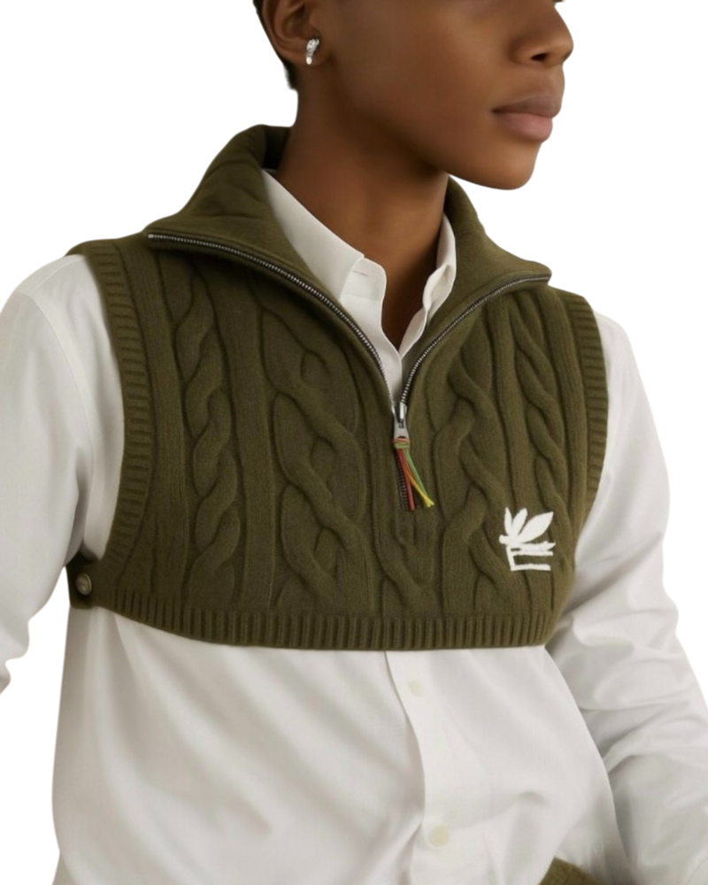 Etro Cropped Cable-knit Vest in Green