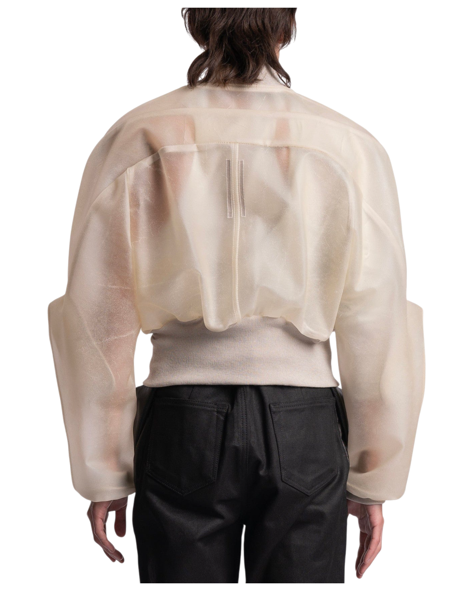 Rick Owens Girdered Bomber Cropped in Transparent Leather