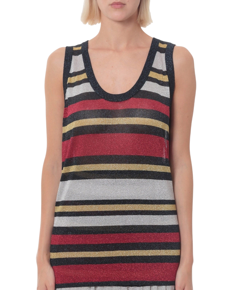 Gucci Multicolor Sleeveless Striped Top in Lurex