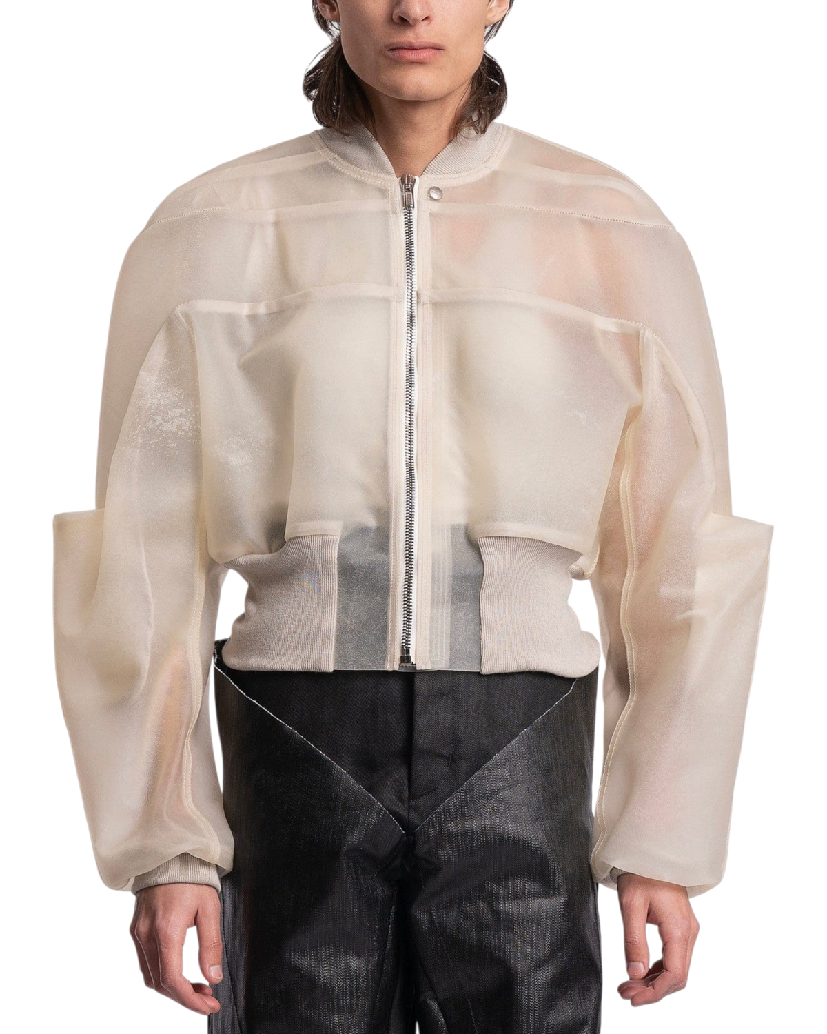 Rick Owens Girdered Bomber Cropped in Transparent Leather