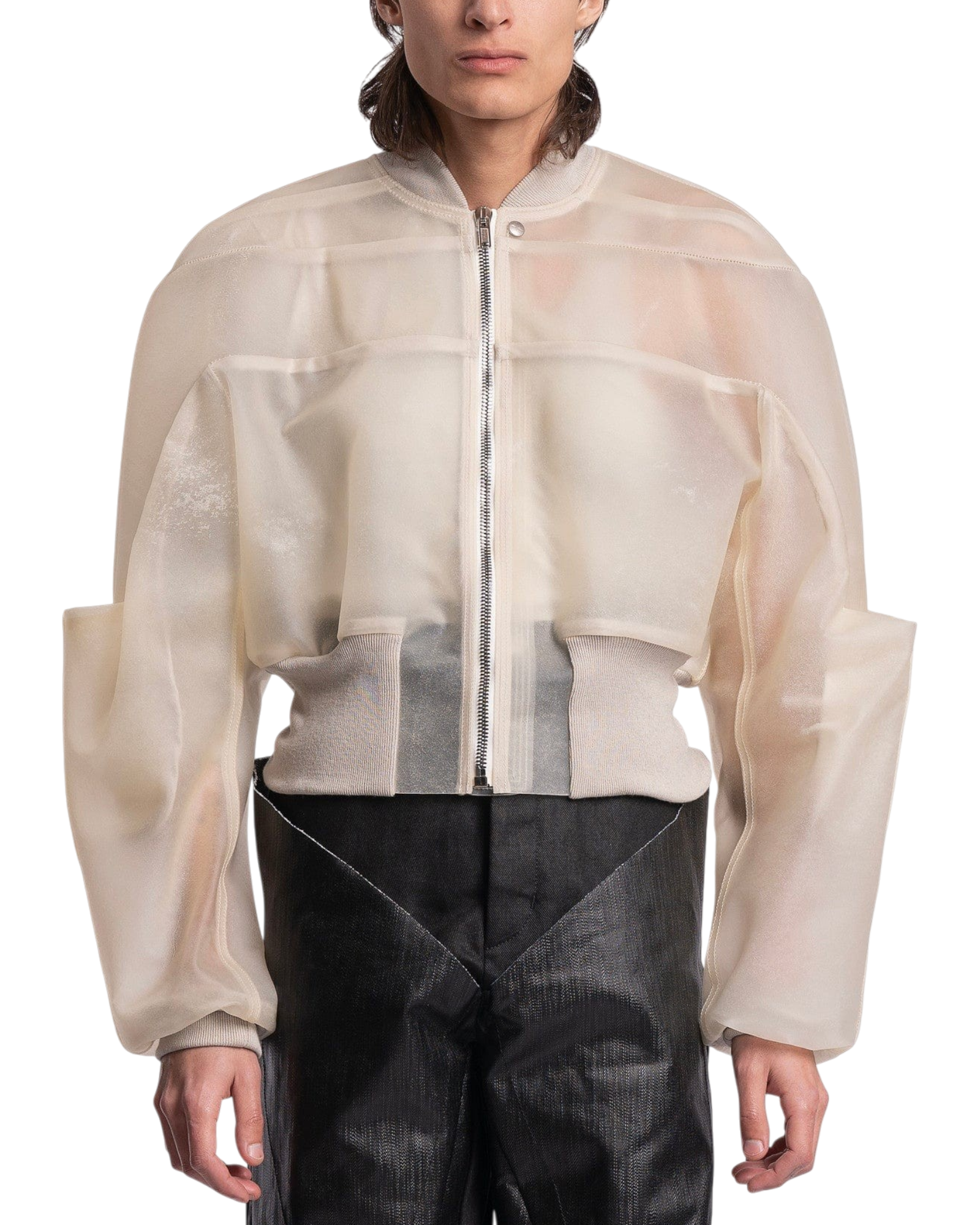 Rick Owens Girdered Bomber Cropped in Transparent Leather