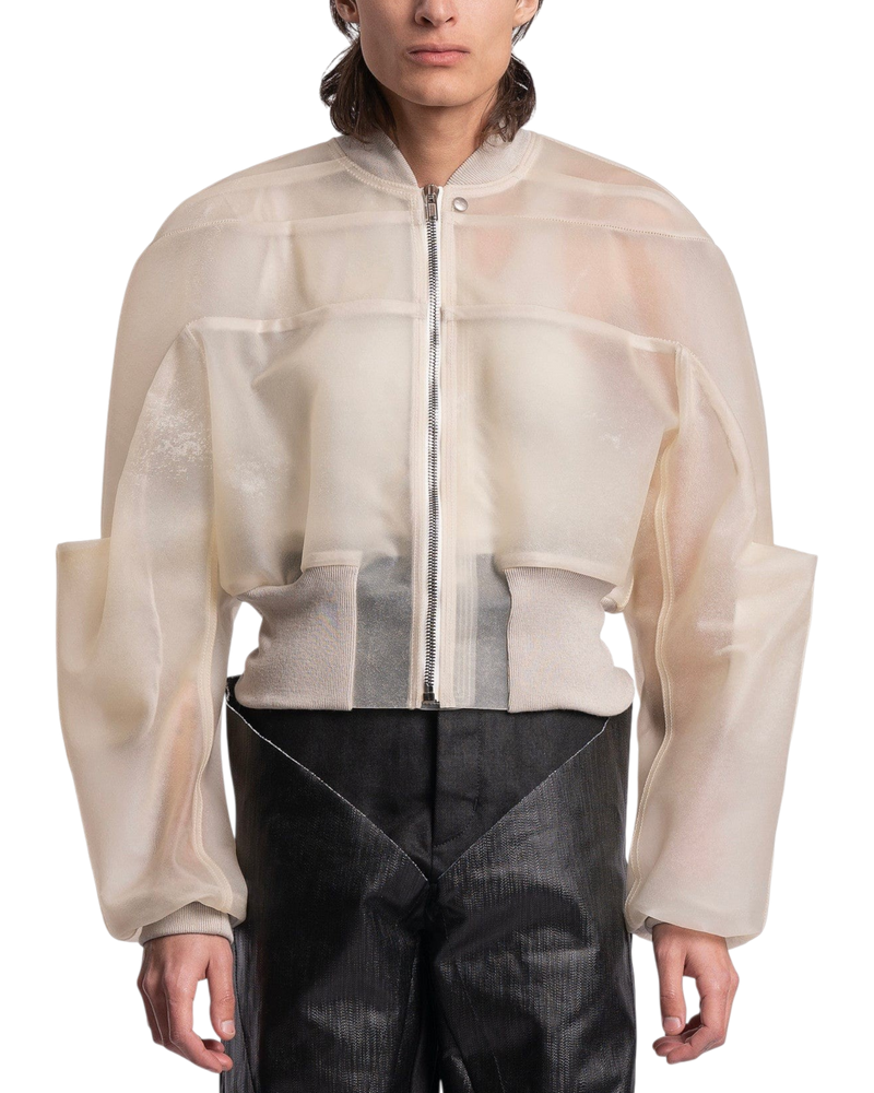 Rick Owens Girdered Bomber Cropped in Transparent Leather