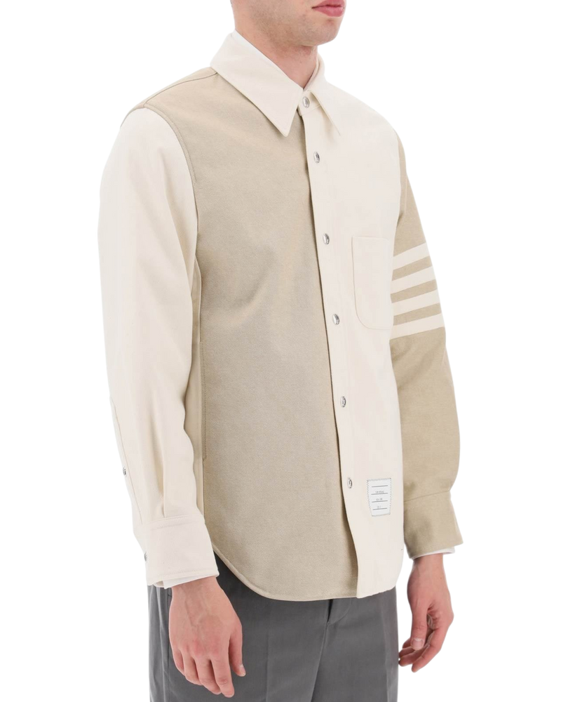 Thom Browne Fun-Mix Selvedge Denim Snap Front Shirt Jacket